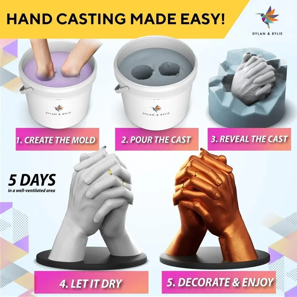 Dylan & Rylie Hand Casting Kit for Couples with Base - Includes everything -NEW